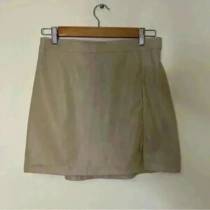 BP Faux Leather Tan Side Slit Mini Skirt Size M